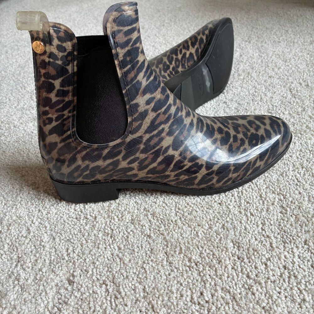 Sam Edelman Tinsley Leopard Print Rain Boots Chelsea Ankle Size 8